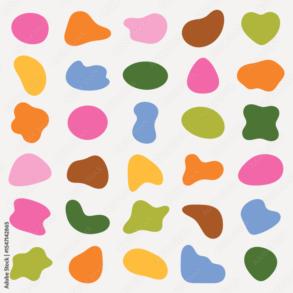 Poster colorful abstract shapes in various sizes and colors. abstract shapes create a playful and vibrant p