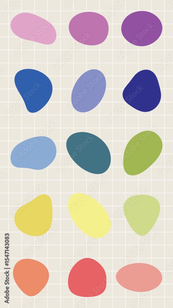 Poster colorful abstract shapes in various sizes and colors. abstract shapes create a playful and vibrant p