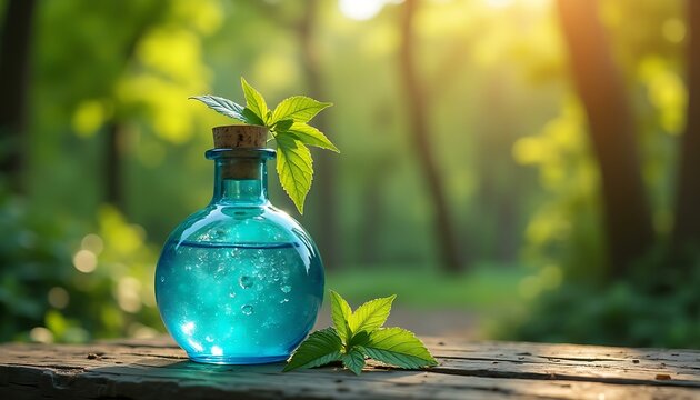Potion bottle nature elixir forest leaves remedy herbal medicine wood