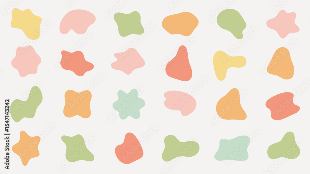 Poster colorful abstract shapes in various sizes and colors. abstract shapes create a playful and vibrant p