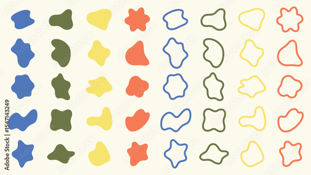 Poster colorful abstract shapes in various sizes and colors. abstract shapes create a playful and vibrant p