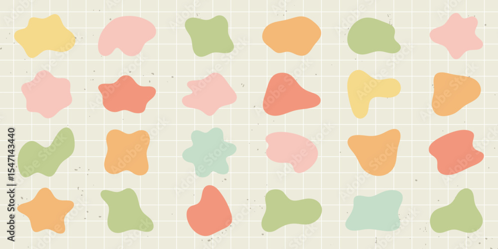 Poster colorful abstract shapes in various sizes and colors. abstract shapes create a playful and vibrant p