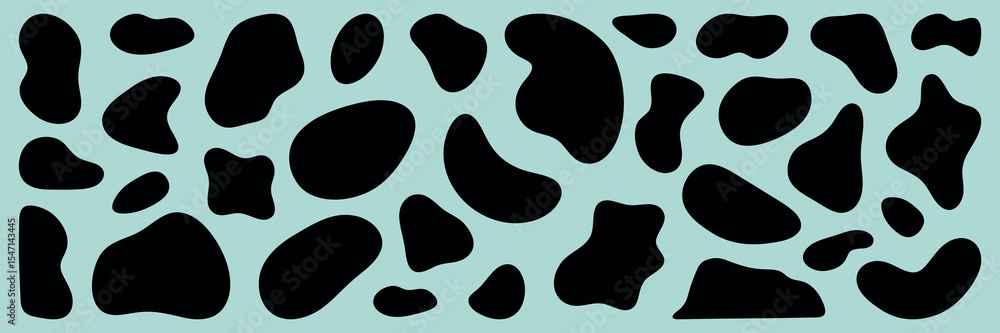 Poster abstract black shapes on a white background. organic, irregular forms. various blob-like, fluid shap