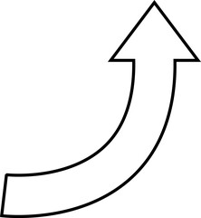 outline arrow icon pointing upward isolated on white background 