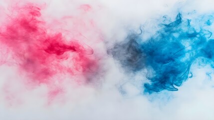 Abstract, Background, Blue, Abstract Pink and Blue Ink Swirls on White Background