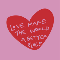 red heart and text illustration for background.