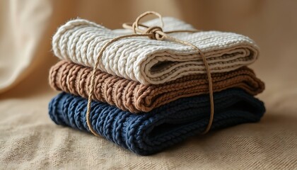 Stack of knit cloths textile fabric texture cotton clothing material