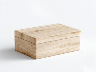 Isolated Wooden Box with Lid for Keepsakes and Small Storage