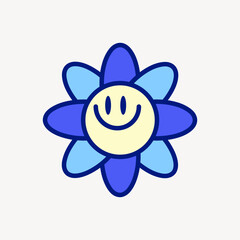 Smiling flower with blue petals vector