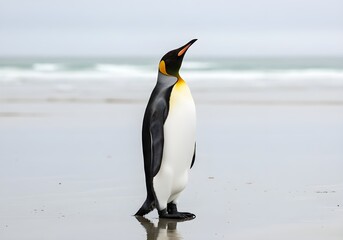 Obraz premium King Penguin Standing Alone on Beach