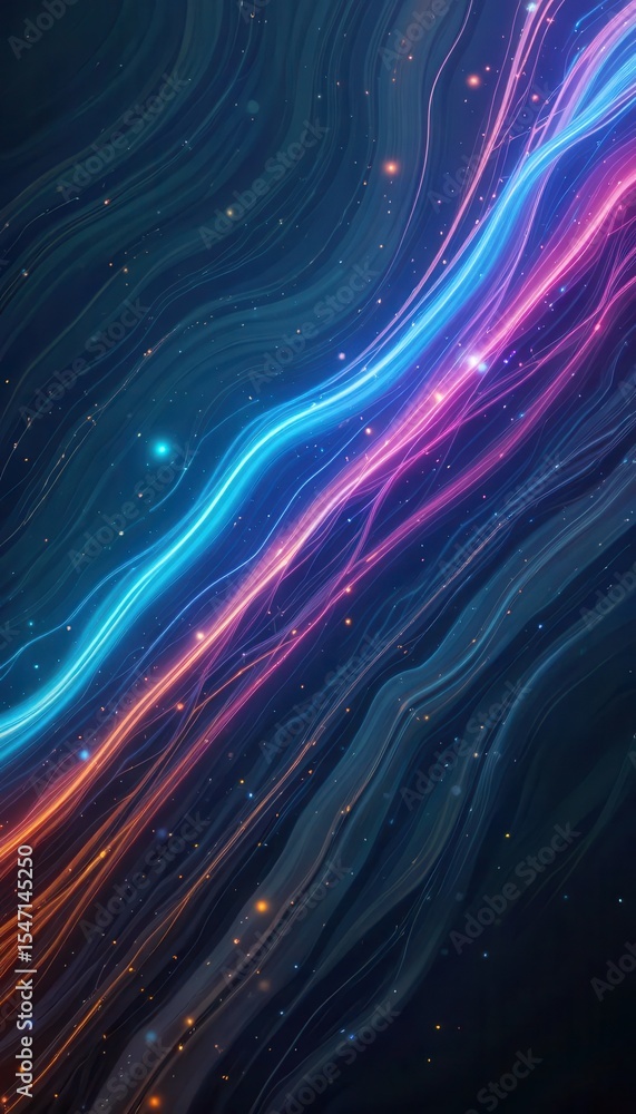 Aufkleber vibrant abstract background design with flowing lines and glowing particles for mobile screens