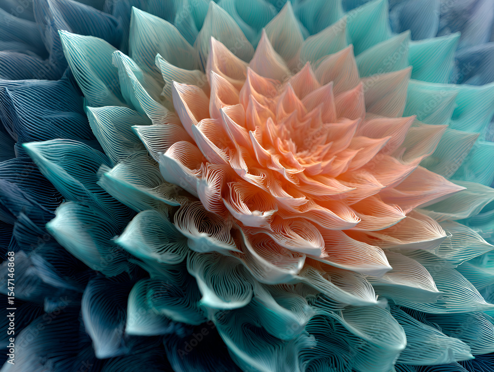Poster abstract flower petals creating a colorful and intricate design