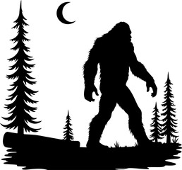 Fototapeta premium Patriotic Bigfoot in the Wild Silhouette