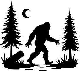 Fototapeta premium Patriotic Bigfoot in the Wild Silhouette