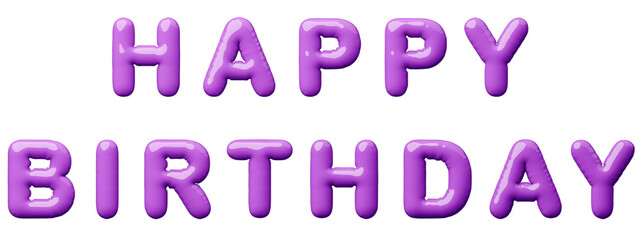 3D画像_風船_HAPPY BIRTHDAY_紫
