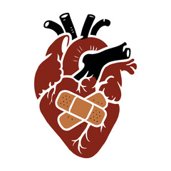 A clean and simple vector illustration of a heart symbol, designed in a flat minimal style. The heart is shown in bright red color with smooth curves, representing love, care, and affection. Perfect f