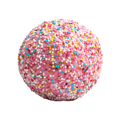 Pink cake pop with rainbow sprinkles isolated on transparent background