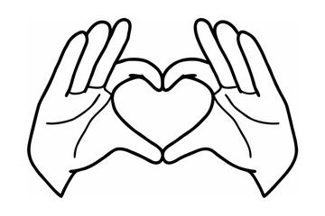 Obraz premium Two Hands Forming Heart Shape Line Art Illustration