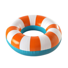 Orange and white striped inflatable ring isolated on transparent background