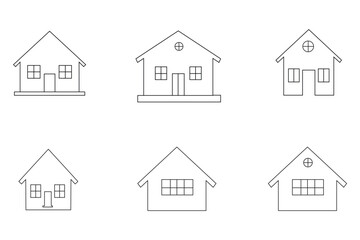 Set of Houses Icons sign and symbols. A collection of icons of houses. Houses vector icons. Home icon line vector illustration.