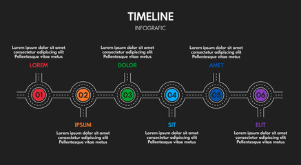 6 steps road map or timeline progress infographic, vector template