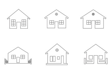 Set of Houses Icons sign and symbols. A collection of icons of houses. Houses vector icons. Home icon line vector illustration.