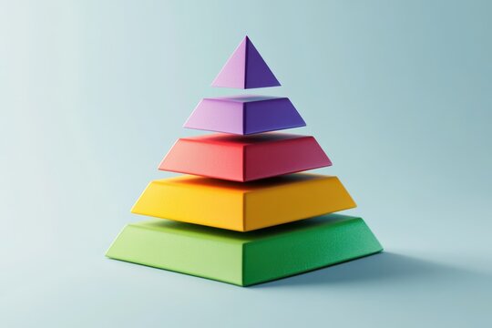Info Pyramid. Three-dimensional Graph of Maslow's Hierarchy in Modern Colourful Infographic