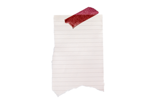 blank lined paper with red tape isolated on transparent background,note paper message office business tag sign - Powered by Adobe