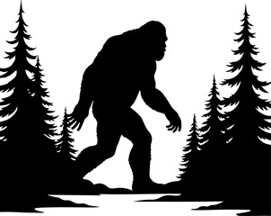 Fototapeta premium Bigfoot Silhouette Bundle – Walking, Surfing & Forest Scenes