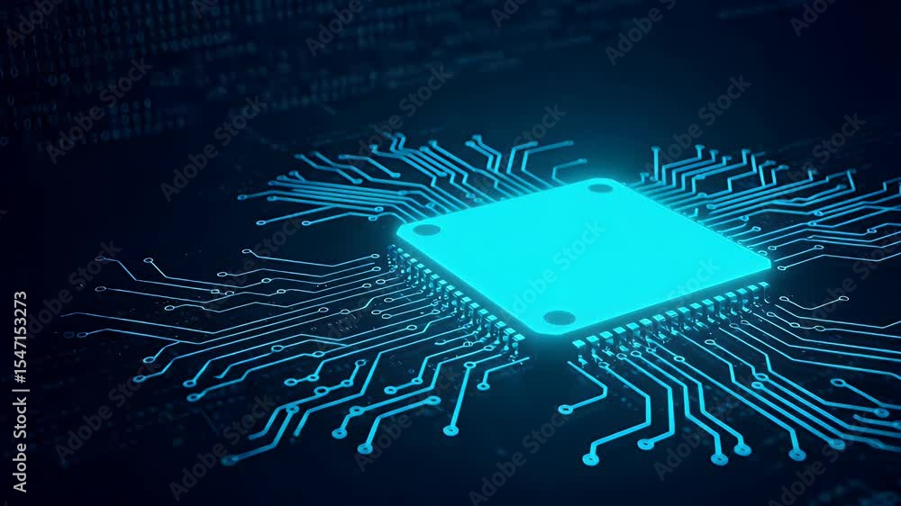 Poster glowing circuit board with central processor