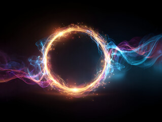 Glowing Ring Portal with Ethereal Energy Streams and Transparent Background