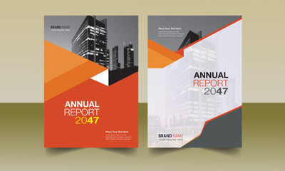 Modern Annual Report Cover Design Template with Red and Black Colour 