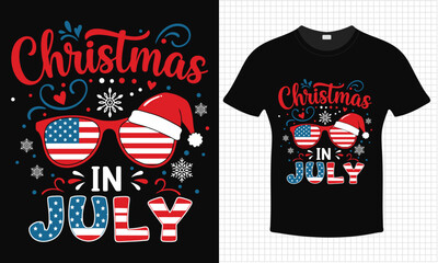 Christmas Santa 4th July Independence Day T-shirt Design | Typography lettering quote design | Father's Day Gift Idea With Funny Graphic Shirt | For Stickers, T-shirts, Mugs, Cap print	