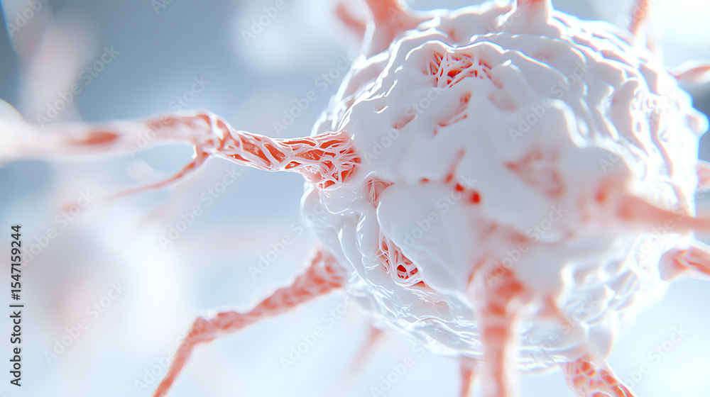 Poster a detailed close-up of a neuron, showcasing its unique structure and connections, emphasizing the co