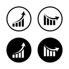 Obraz premium Financial chart arrow up and down icon. Growth and decline graph symbol on black circle