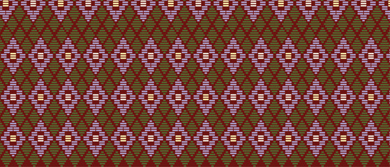 Batik Songket traditional design background. Seamless pattern embroidery Embroidery on fabric. Seamless pattern. Vector illustration for web design or print.
