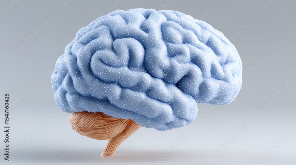 Poster a realistic 3d representation of a human brain highlighting neural connections and cognitive process