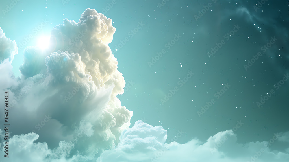 Aufkleber A serene view of soft clouds illuminated by gentle sunlight, creating a calming atmosphere in the vast sky.