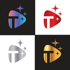 Letter T logo, T logo, AI logo set, modern and minimal design, tech-inspired, colorful icons and symbols, suitable for artificial intelligence, innovation, branding, startups, and digital identity.