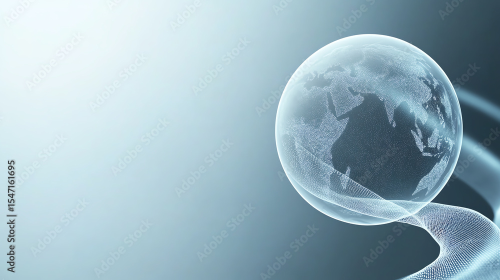 Poster a translucent globe glows softly against a gradient background, symbolizing global connectivity and 