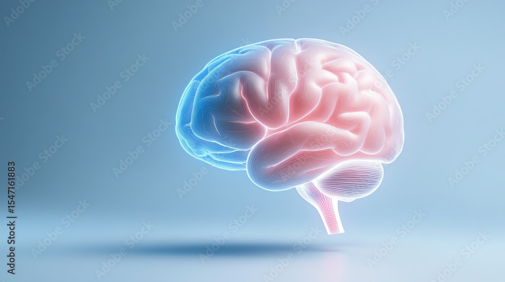 Poster A visually striking representation of a brain, showcasing its intricate structures and vibrant colors, symbolizing intelligence and creativity.