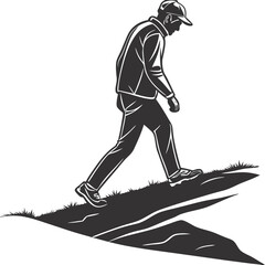 Casual Man Side View Silhouette Design – Black Vector Isolated Male Figure Illustration