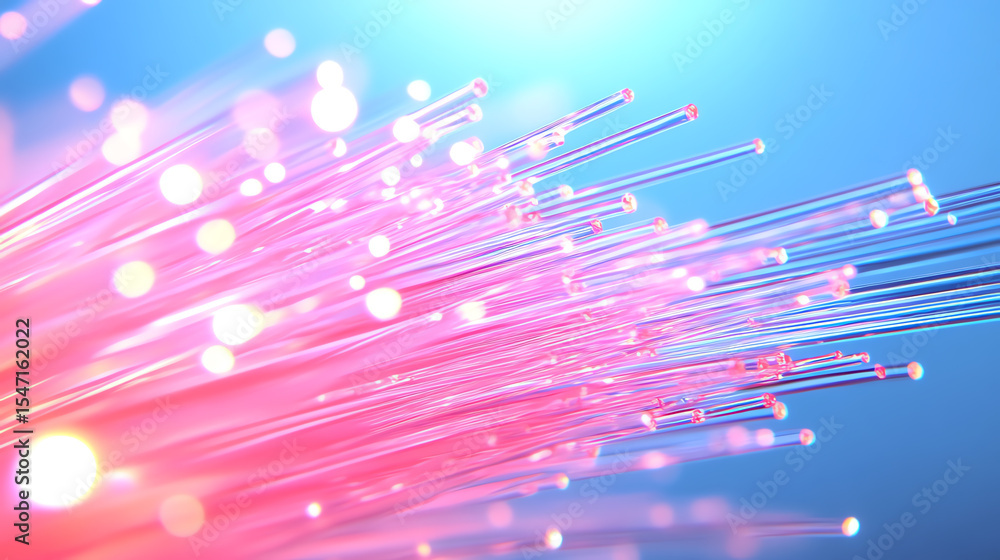 Poster abstract fiber optic lights in vibrant colors, creating a dynamic and futuristic atmosphere. perfect