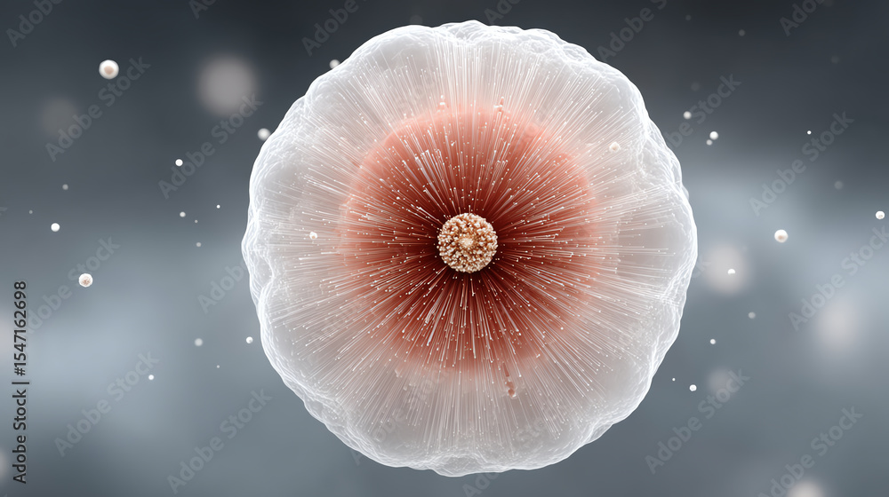 Aufkleber Close-up view of a cellular structure showcasing intricate details and textures in a beautifully rendered scientific illustration.