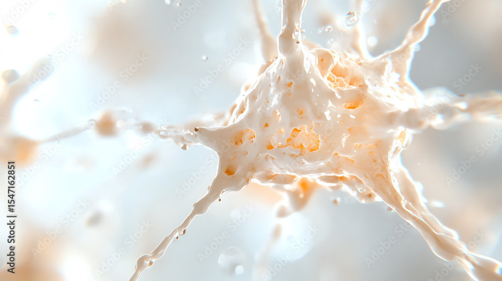 Poster Detailed abstract representation of a neuron, showcasing intricate connections and biological textures with vibrant colors.