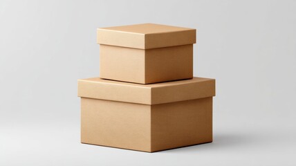 Ecommerce, Online Business, delivery box. Stacked cardboard boxes with a simple, textured design on a neutral background.