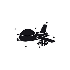 Cartoon Spaceship Silhouette in Flight. Military Drone.