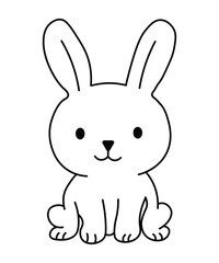 Obraz premium Line Art Bunny Rabbit Vector