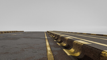 Realistic 6x6 meter modular urban street with asphalt road, yellow markings, sidewalks, curbs, and pedestrian paths—ideal for city planning, games, or 3D visualization. Premium photo 3d render.