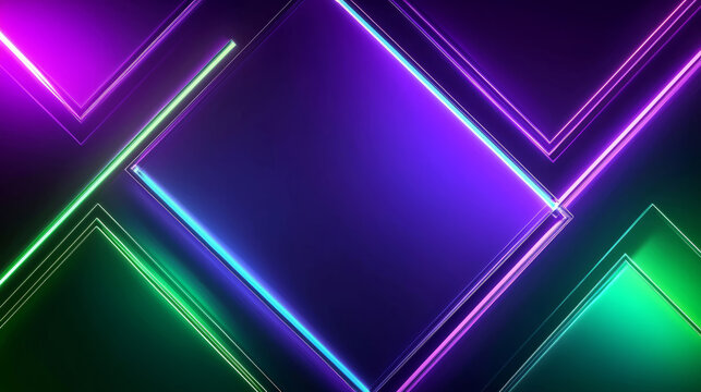 Cyberpunk geometric background with neon purple and green color scheme